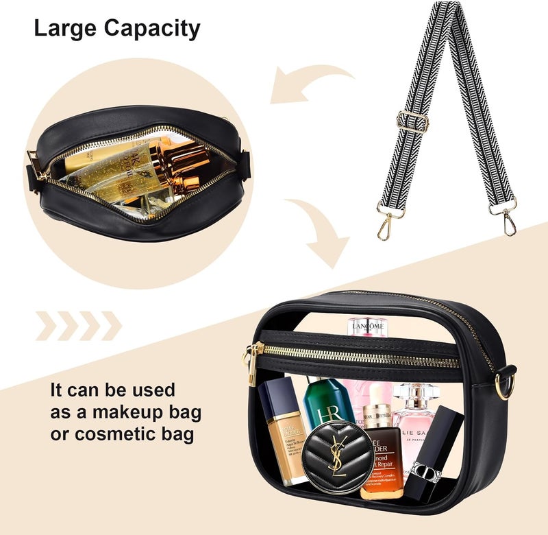Fibrdoo Clear Bag Stadium Approved, Leather Clear Crossbody Purse Bag for Concerts Sports Events Festivals - Image 5